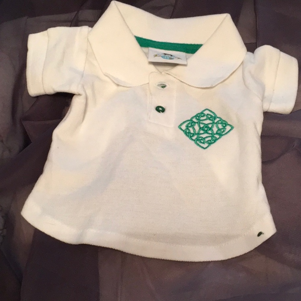 White & Green Embroidered Polo Dog Shirt